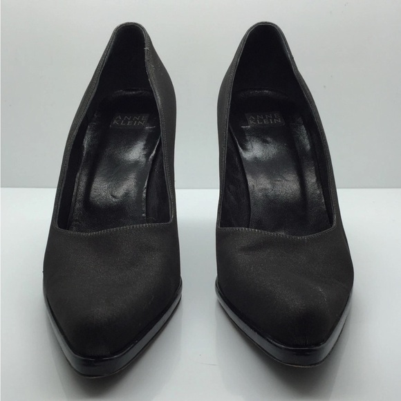 ANNE KLEIN Dark Gray Black Shimmer Classic Pumps High Heels 8M Worn Once Italy! - Picture 1 of 11